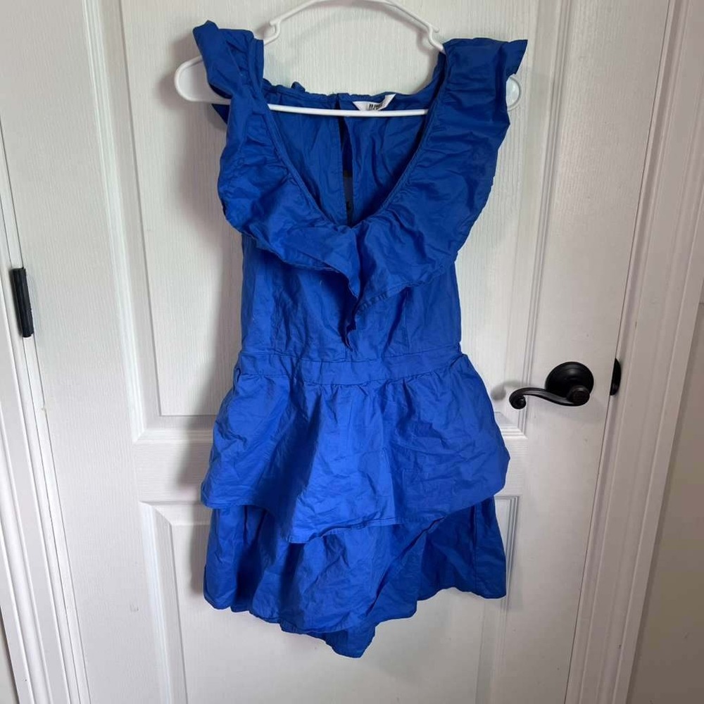BB Dakota Steve Madden Blue Ruffle Tiered Mini Dress Cotton BM208885 No Size Tag